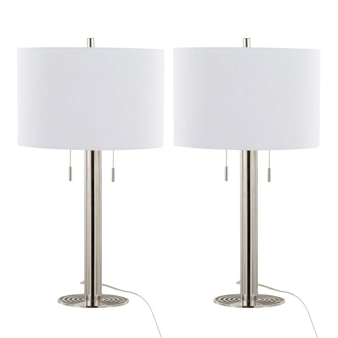 Master - 29&quot; Contemporary Table Lamp (Set of 2) - Polished Nickel / White