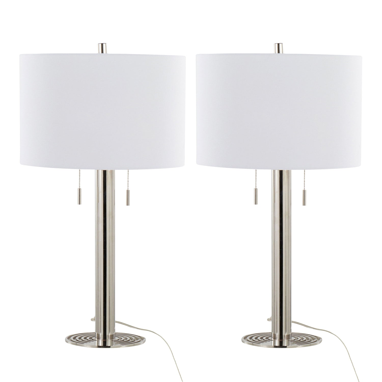 Master - 29&quot; Contemporary Table Lamp (Set of 2) - Polished Nickel / White
