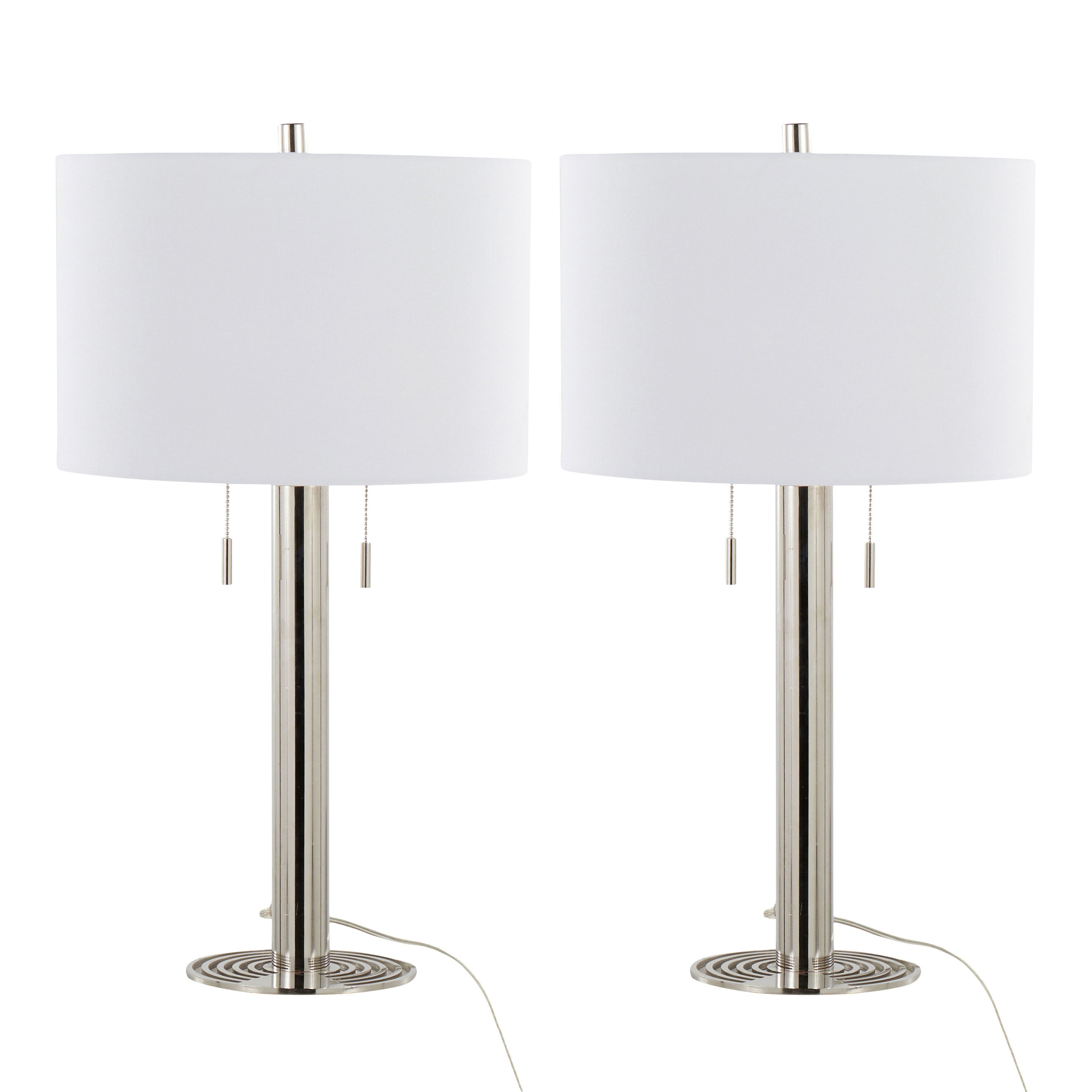 Master - 29&quot; Contemporary Table Lamp (Set of 2) - Polished Nickel / White