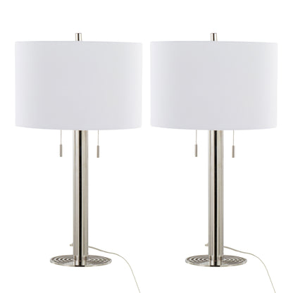 Master - 29&quot; Contemporary Table Lamp (Set of 2) - Polished Nickel / White