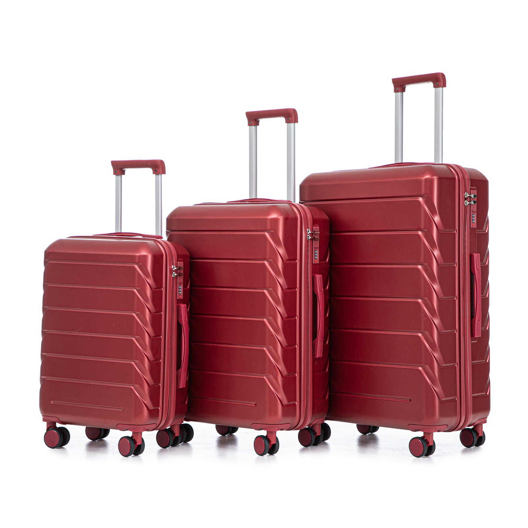 3 Pieces Set 20&quot; / 24&quot; / 28&quot; Spinner Wheel Luggage With Combination Lock
