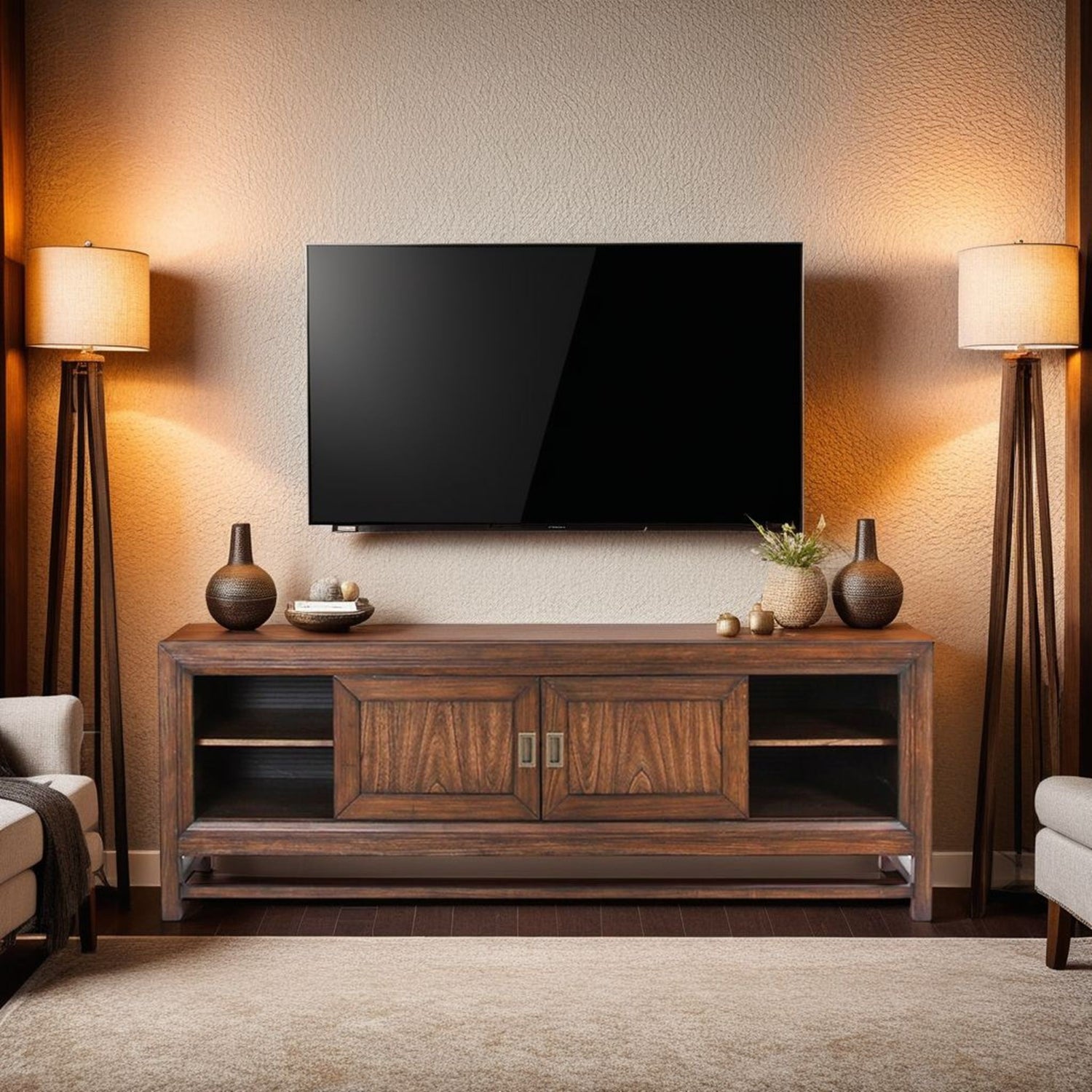 Branson - TV Stand Console, For TVs Up To 85&quot;, Two Tone - Brown
