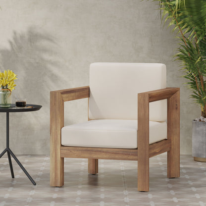 Outdoor Club Chair With Cushion And A Shape Legs - Beige