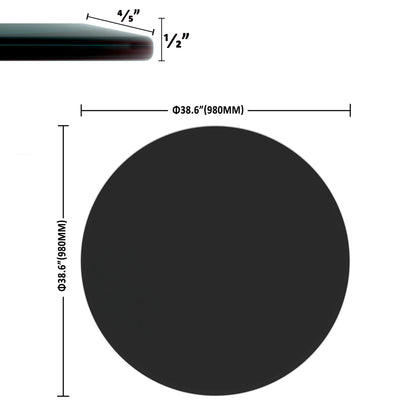 38.6&quot; Round Tempered Glass Table Top Glass Beveled Polished Edge