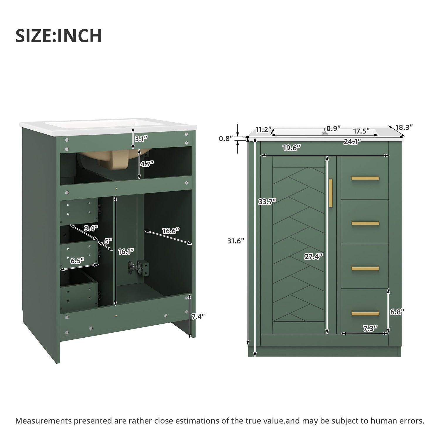 Modern Bathroom Vanity With 1 Door And 3 Drawers
