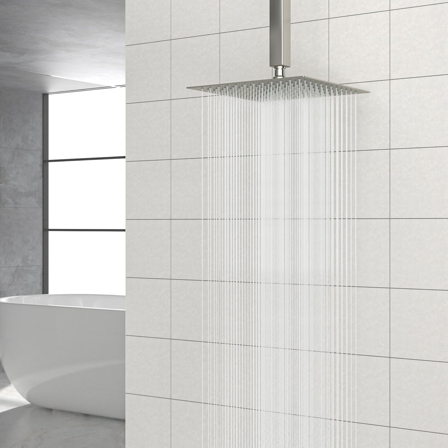 Modern 10&quot; Square Rainfall Shower Head &amp; Stainless Steel Wall Or Ceiling Mount Luxury Spa Shower Panel