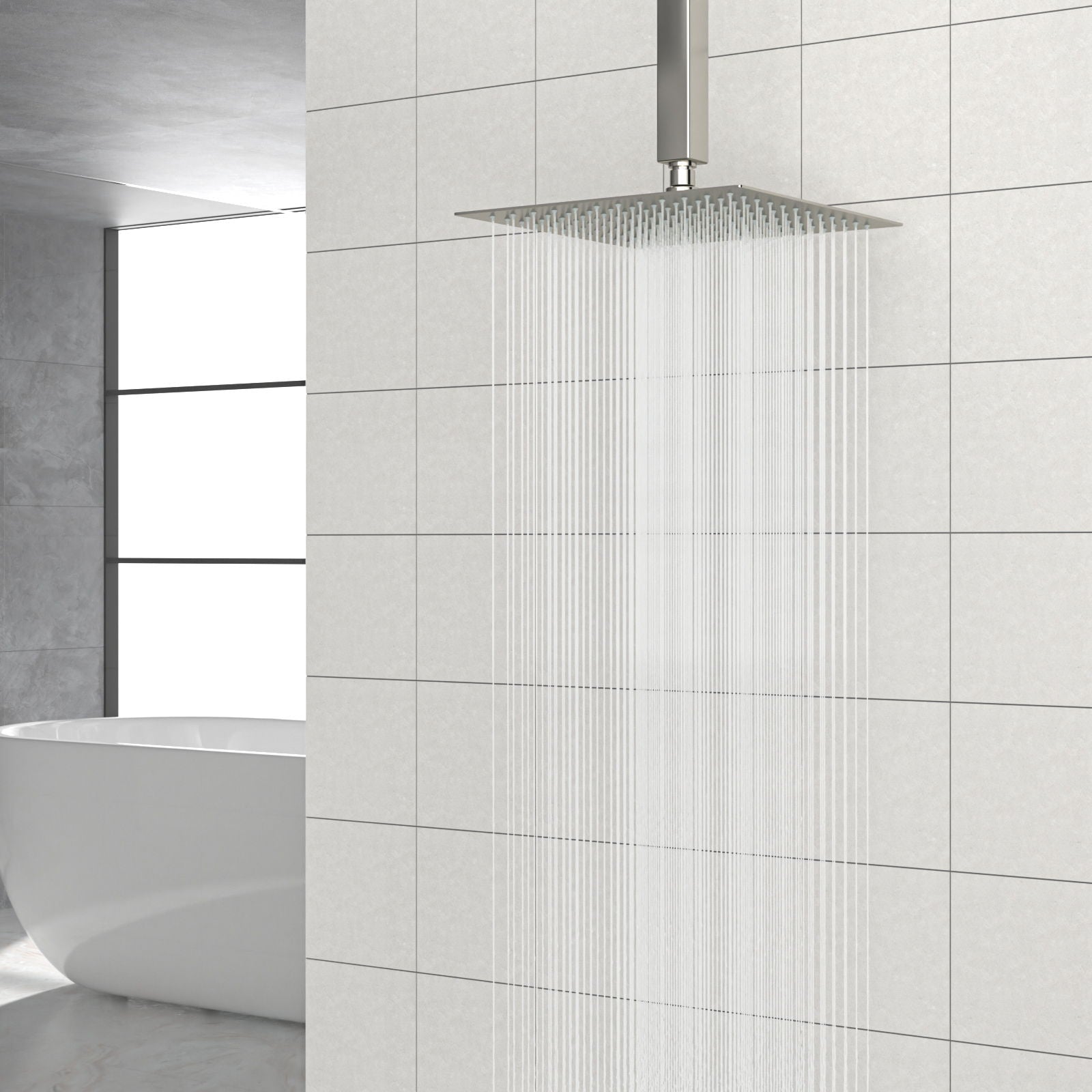 Modern 10&quot; Square Rainfall Shower Head &amp; Stainless Steel Wall Or Ceiling Mount Luxury Spa Shower Panel