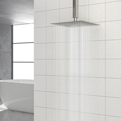 Modern 10&quot; Square Rainfall Shower Head &amp; Stainless Steel Wall Or Ceiling Mount Luxury Spa Shower Panel