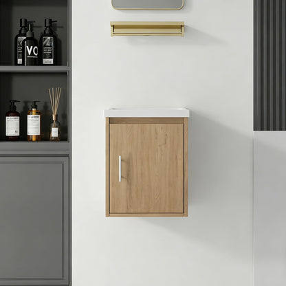 Floating Bathroom Vanity Combo, Wall Mounted Cabinet With Sink &amp; Soft Close Doors For Small Bathrooms