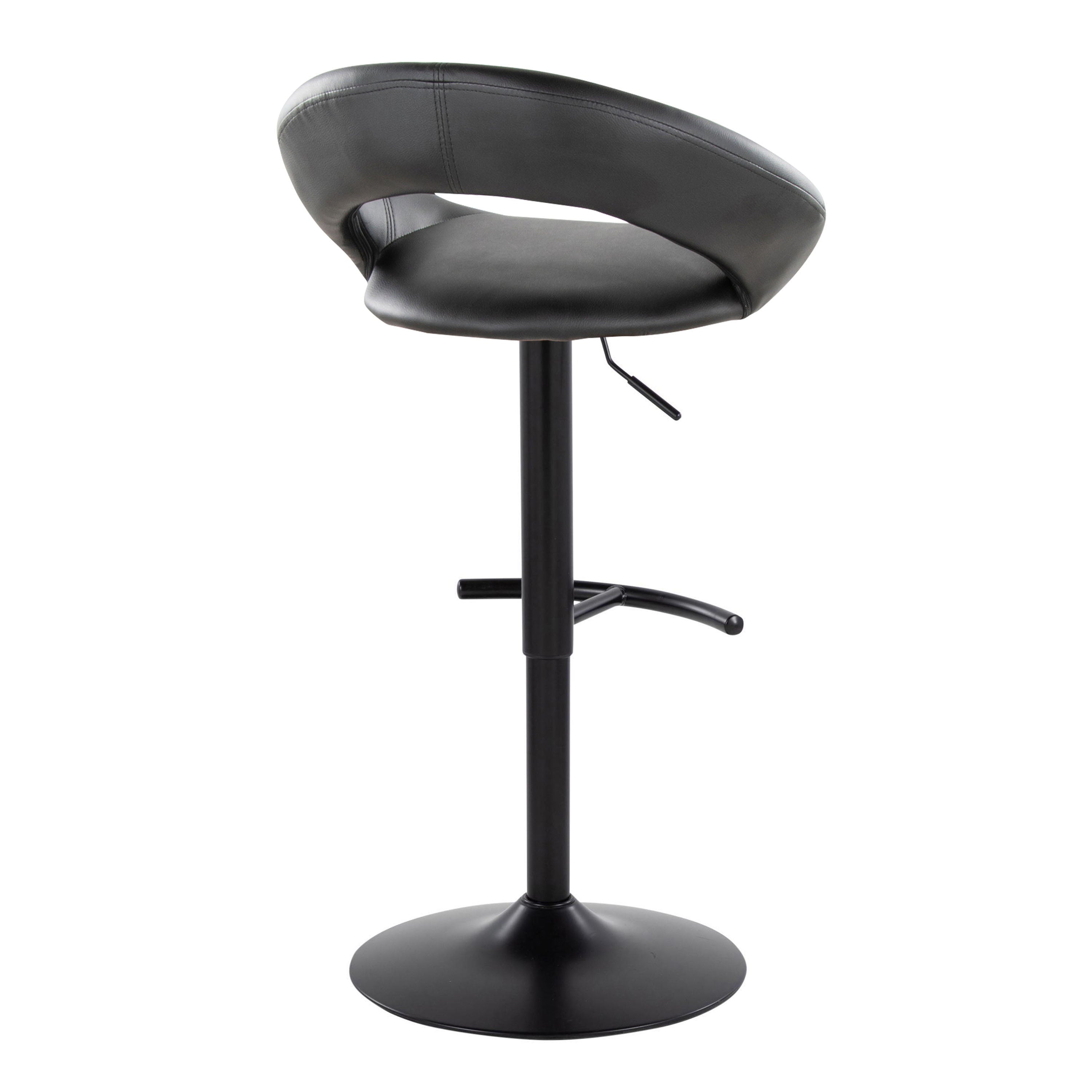 Posh - Contemporary Adjustable Barstool With Swivel &amp; Rounded T Footrest (Set of 2)
