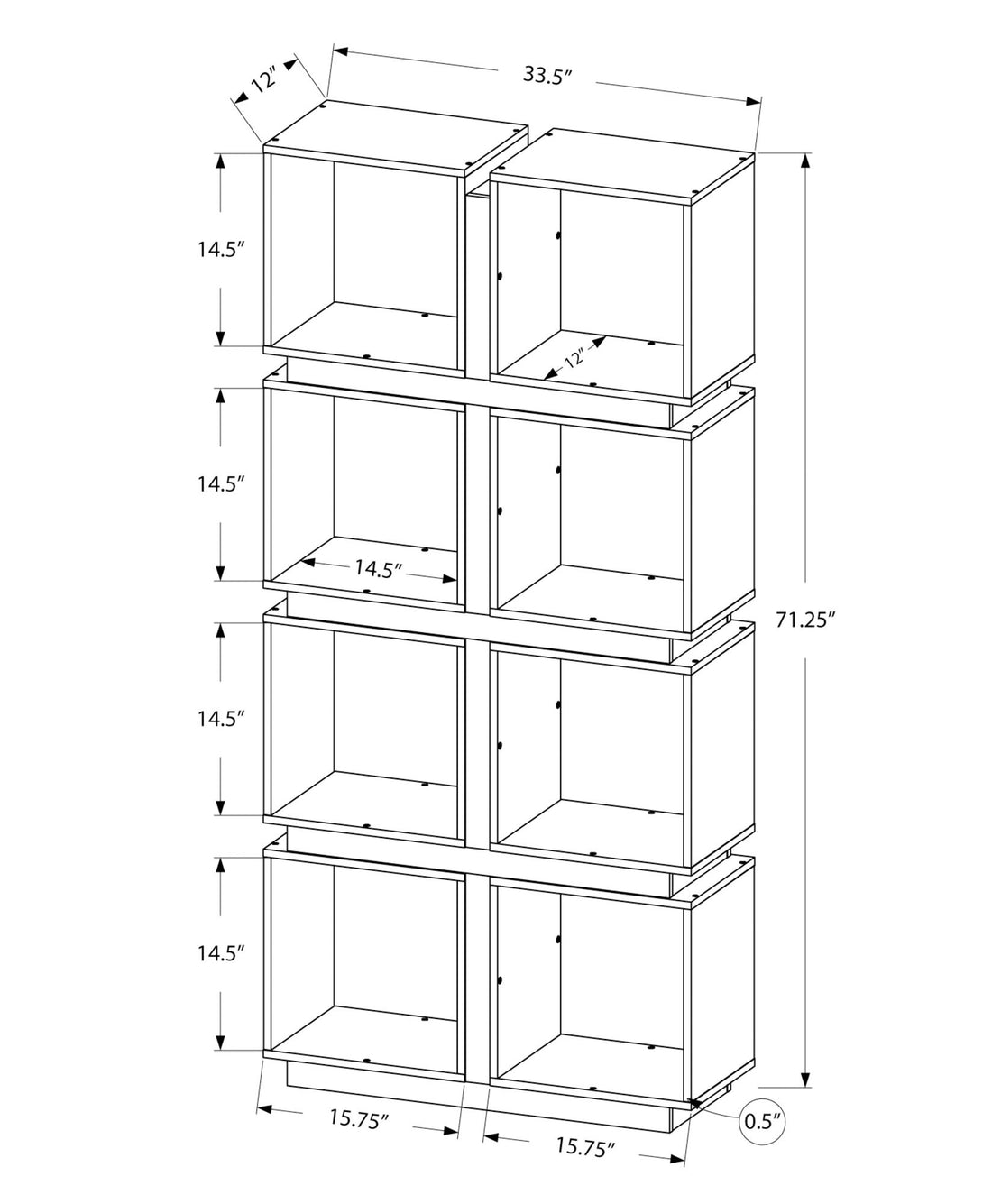 Bookshelf, Bookcase, Etagere, 5 Tier, For Office, Contemporary &amp; Modern - White