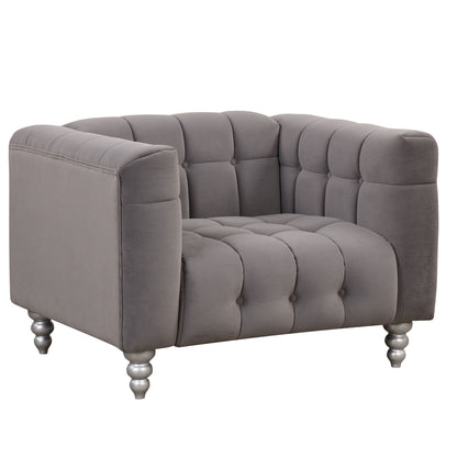 Modern Sofa Dutch Fluff Upholstered Sofa &amp; Wood Legs, Buttoned Tufted Backrest