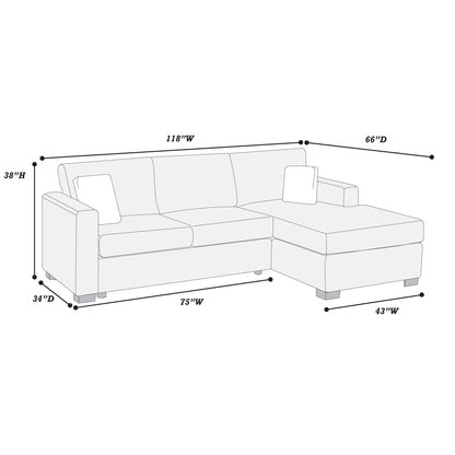 Sectional Sofa Set With Reversible Chaise, Living Room Furniture