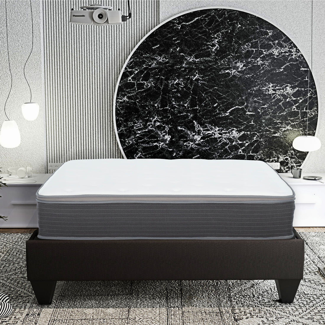 10&quot; Full Size Hybrid Mattress In A Box, Gel Memory Foam Mattress Top With Pocket Coil Base - Gray / White