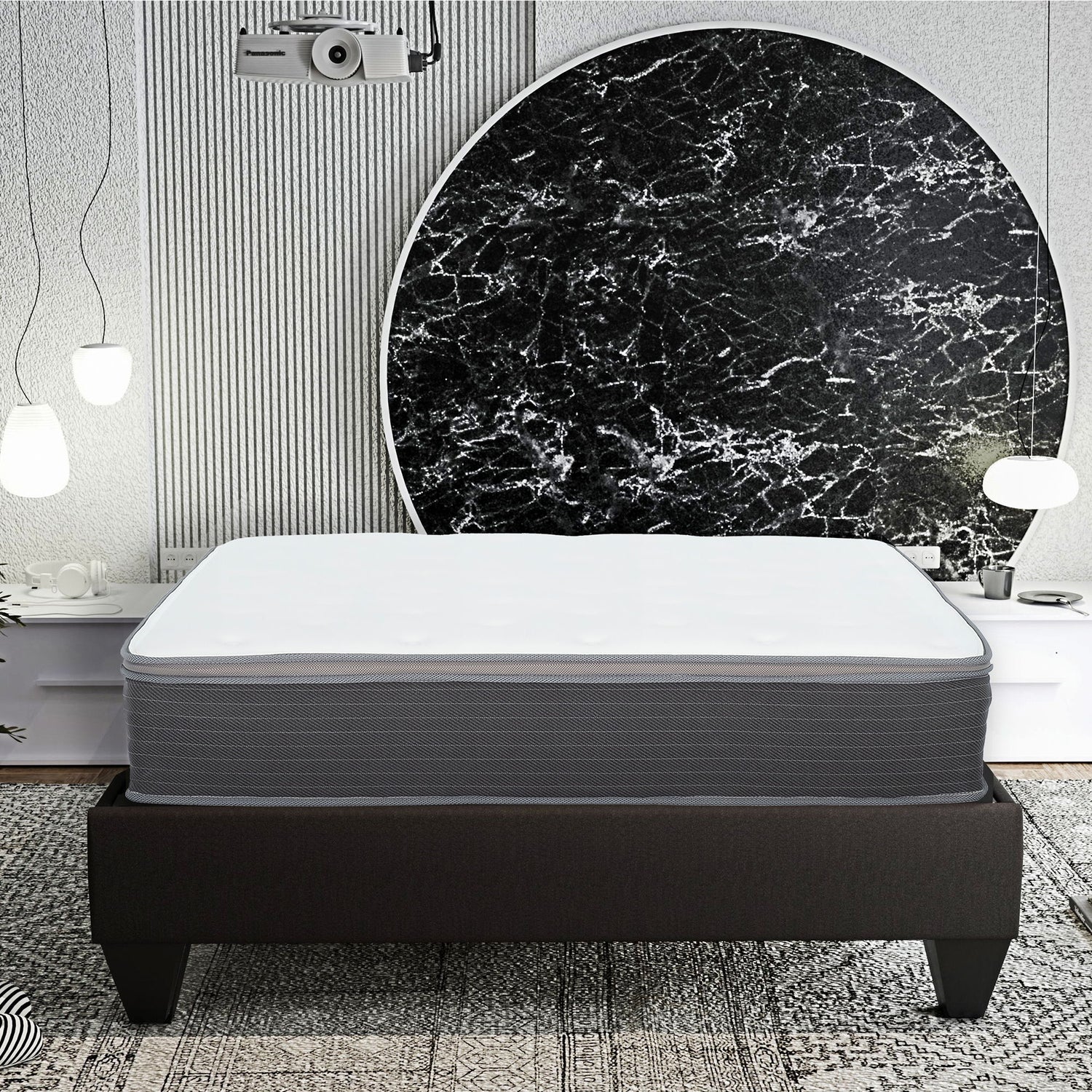 10&quot; Full Size Hybrid Mattress In A Box, Gel Memory Foam Mattress Top With Pocket Coil Base - Gray / White