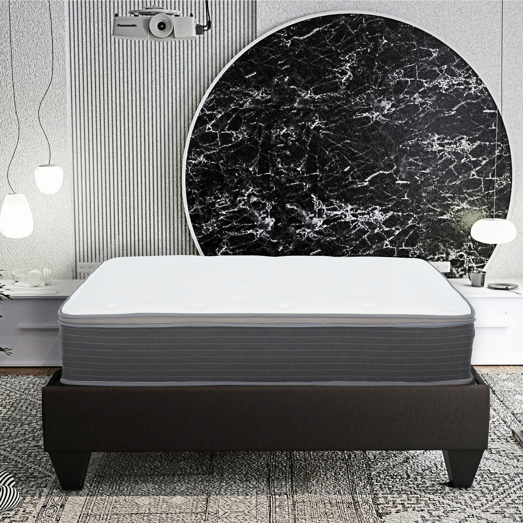 10&quot; Full Size Hybrid Mattress In A Box, Gel Memory Foam Mattress Top With Pocket Coil Base - Gray / White