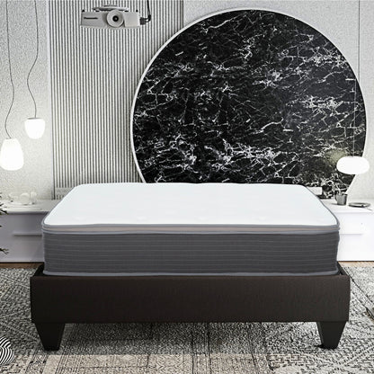 10&quot; Full Size Hybrid Mattress In A Box, Gel Memory Foam Mattress Top With Pocket Coil Base - Gray / White