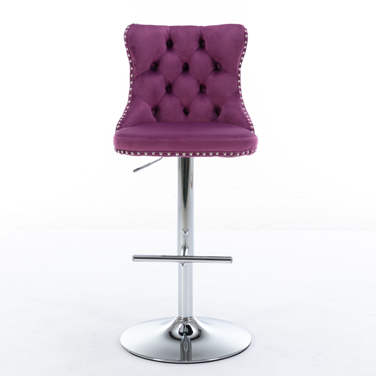 Swivel Velvet Barstools Adjusatble Seat Height From 25-33&quot;, Modern Upholstered Chrome Base Bar Stools With Backs Comfortable Tufted For Home Pub And Kitchen Island (Set of 2)