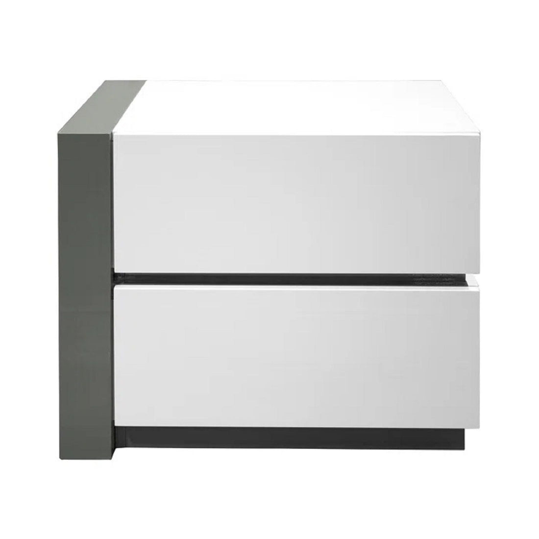Nightstand Bedside Table With 2 Drawer For Bedroom - White / Silver