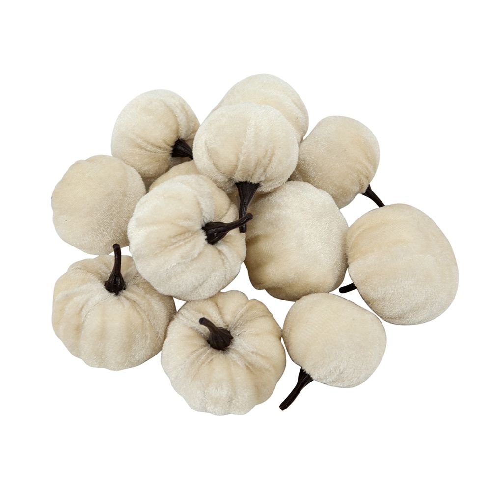 Velvety Pumpkin In Mesh Bag, Bag / 12, For Holiday Harvest Festival Fall Festival &amp; Thanksgiving (Set of 4) - White