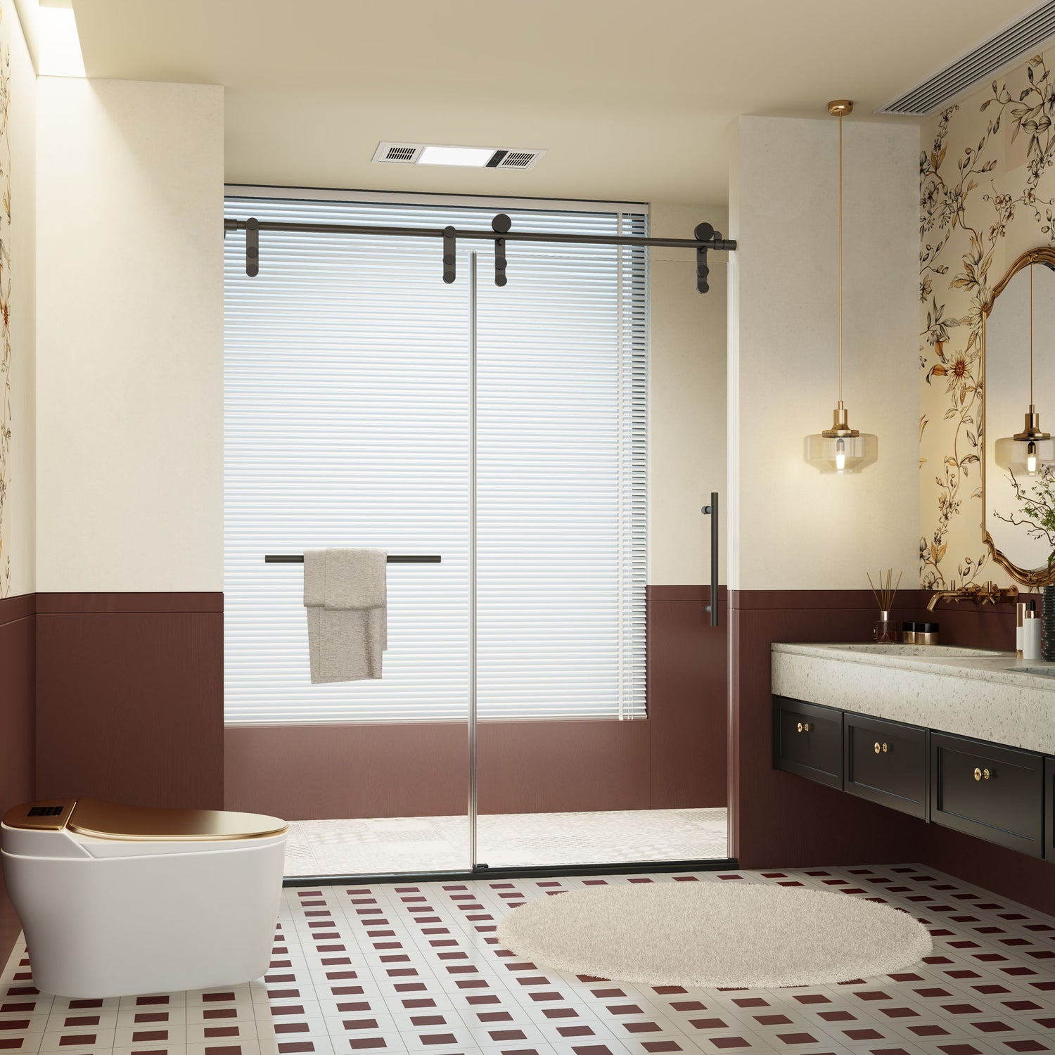 Frameless Single Sliding Shower Doors With Towel Rail &amp; Handle