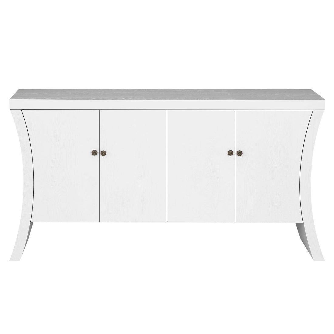 Refined Industrial 4 Door Credenza With Arc Legs &amp; Bronze Clasps