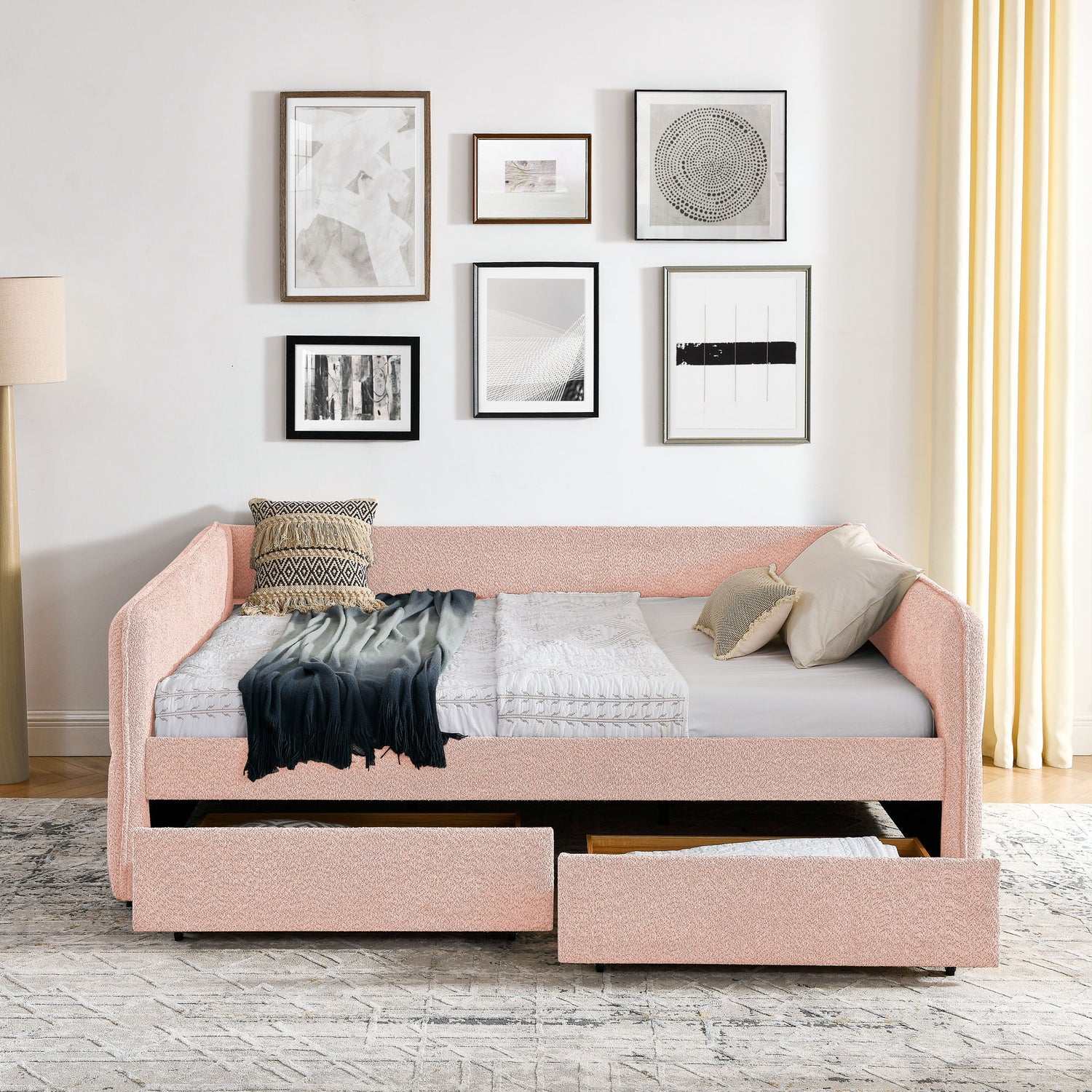 Upholstered Daybed &amp; 2 Drawers