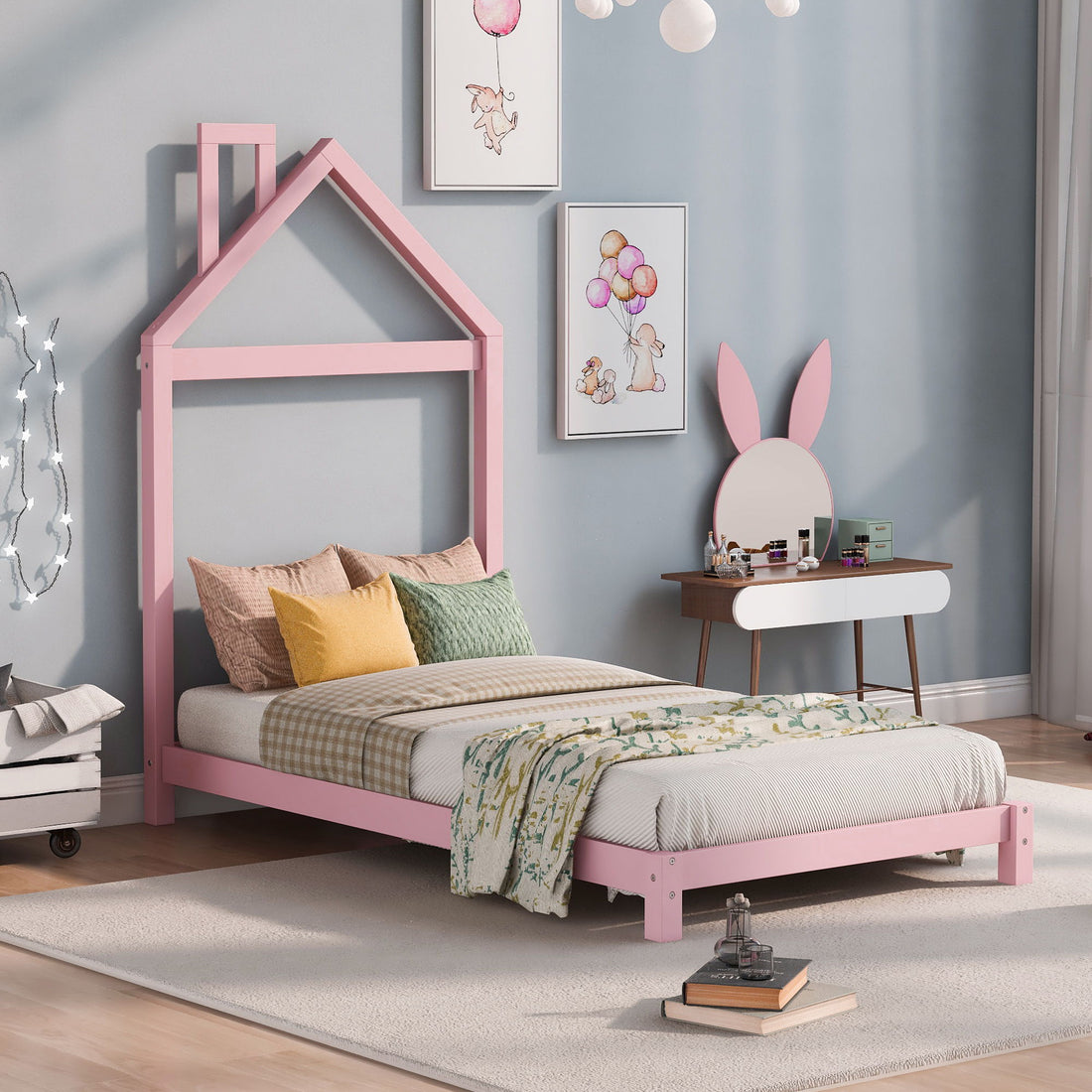 Platform Bed With House Shaped Headboard