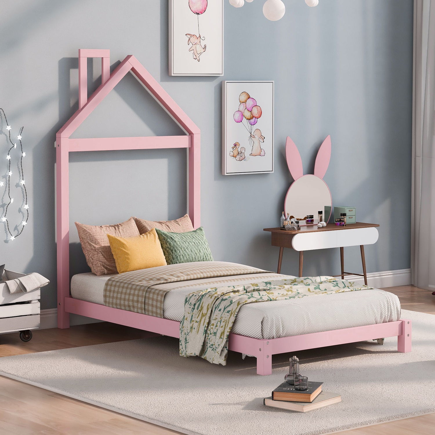 Platform Bed With House Shaped Headboard