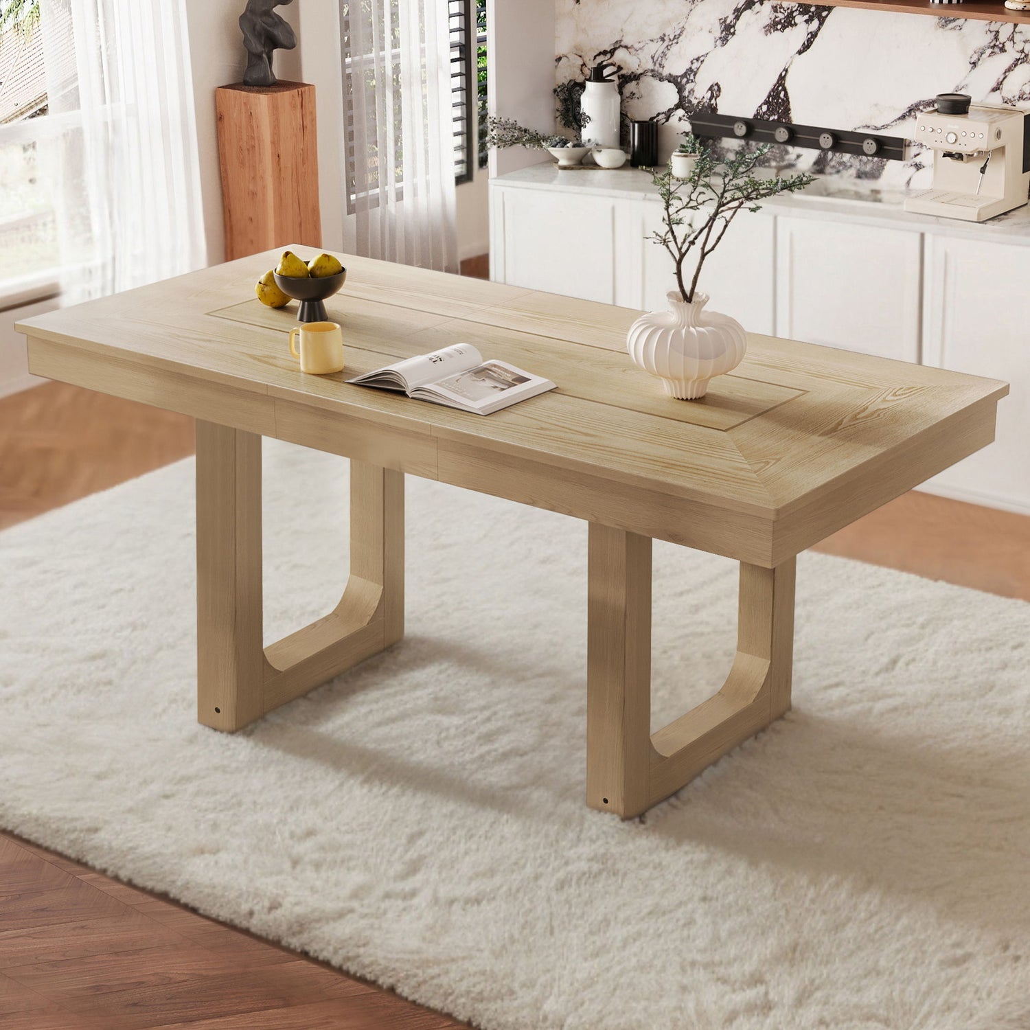 Farmhouse Wooden Kitchen Table With Removable Leaf