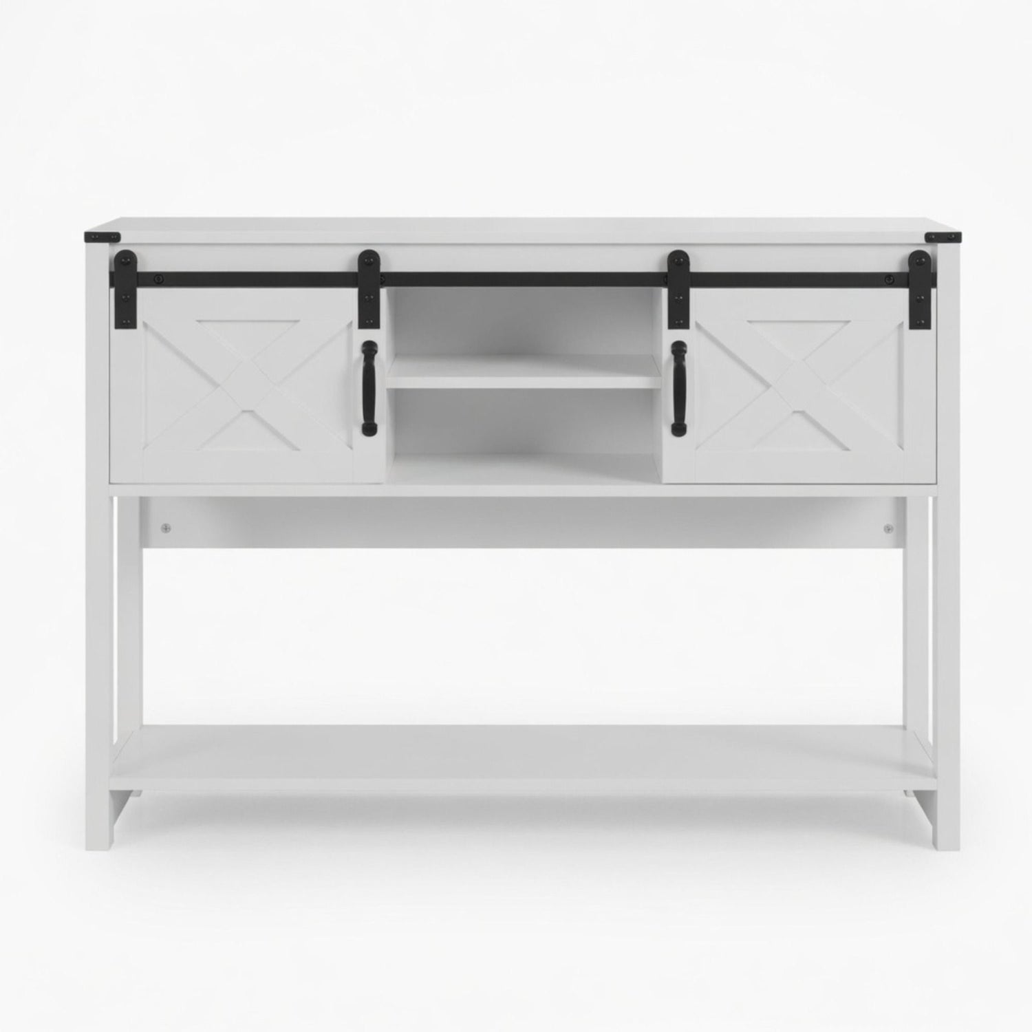 Farmhouse Entryway Table With Sliding Barn Door