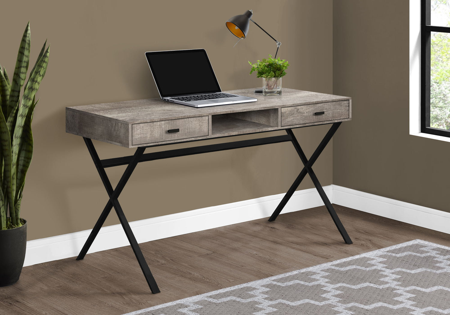 Computer Desk For Home Office, Laptop, Storage Drawers, Glossy Contemporary &amp; Modern