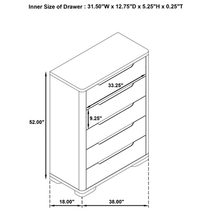 Mirador - 5 Drawer Bedroom Chest - Natural