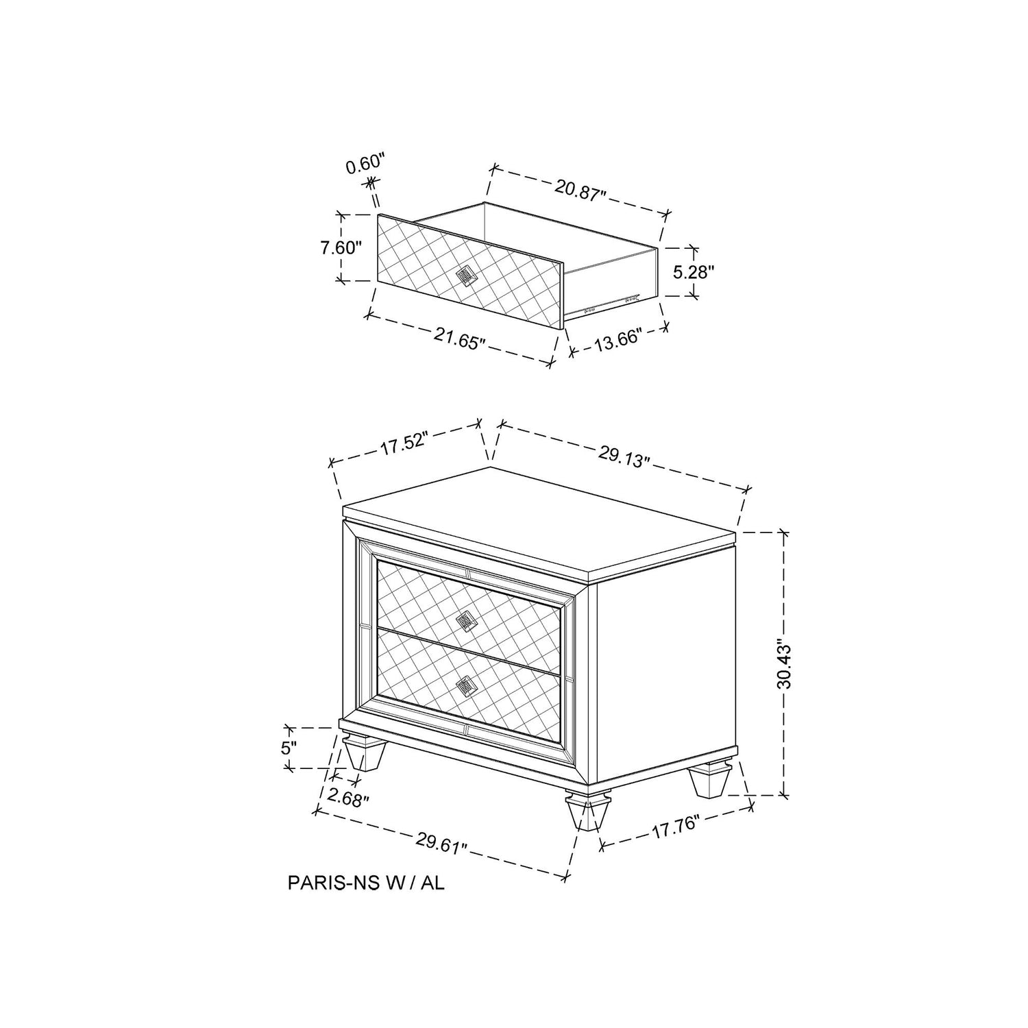 Cross - Glam Nightstand - Champagne