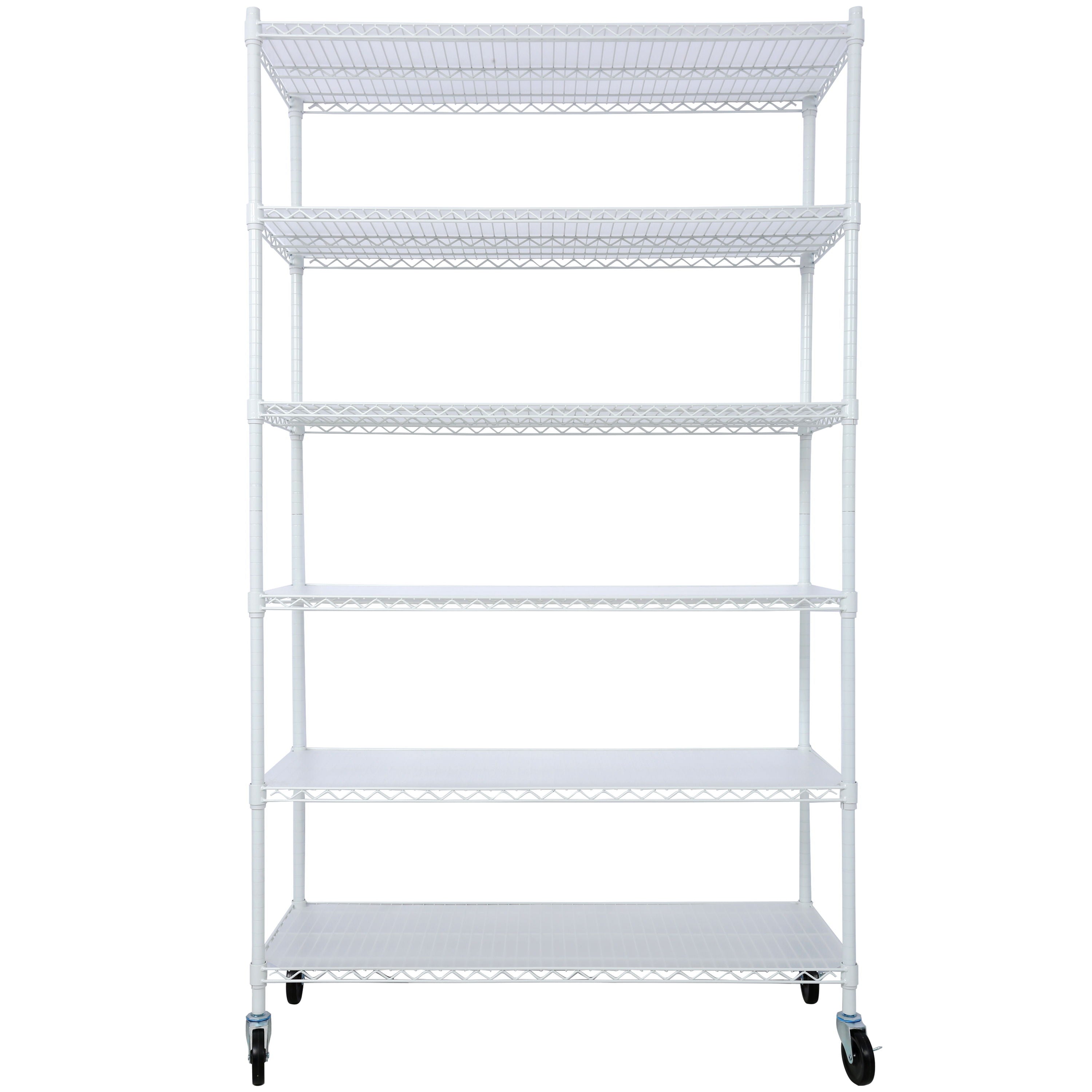 6 Tier 6000Lbs Capacity Nsf Metal Shelf Wire Shelving Unit, Heavy Duty Adjustable Storage Rack With Wheels &amp; Shelf Liners For Commercial Grade Utility Steel Storage Rack