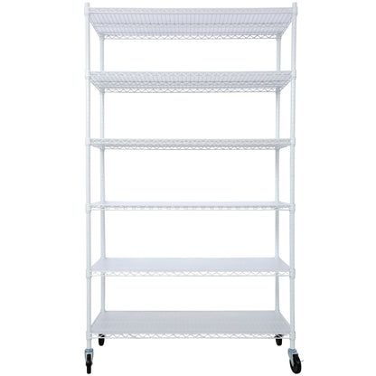 6 Tier 6000Lbs Capacity Nsf Metal Shelf Wire Shelving Unit, Heavy Duty Adjustable Storage Rack With Wheels &amp; Shelf Liners For Commercial Grade Utility Steel Storage Rack