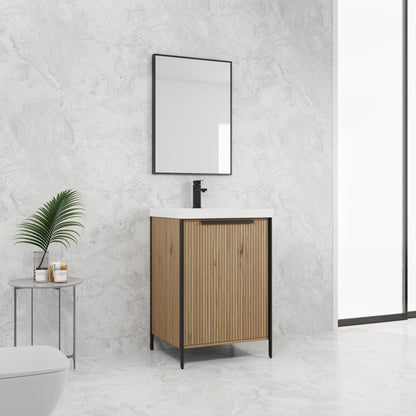 Modern Freestanding Bathroom Vanity With Resin Sink &amp; Soft Close Cabinet Doors