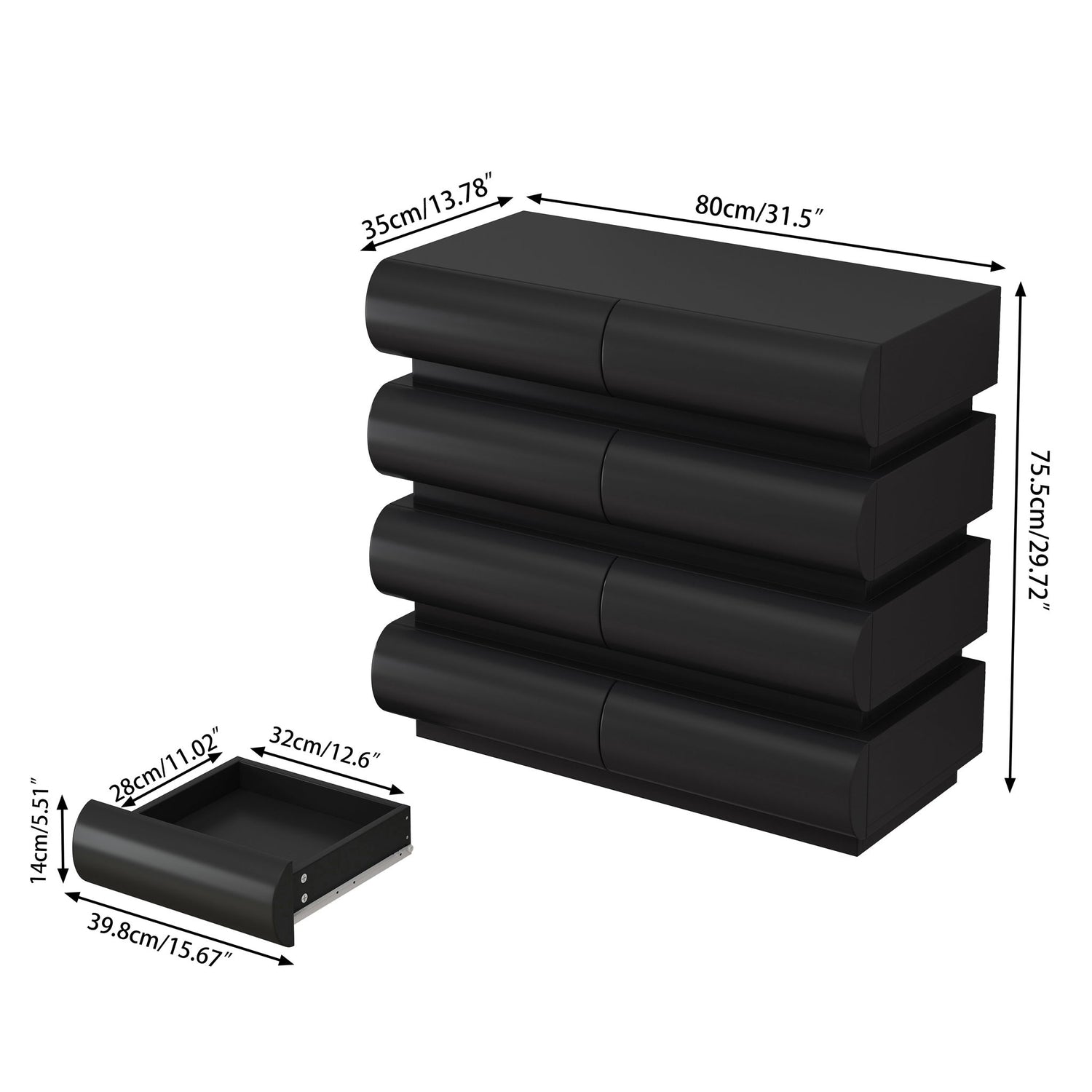 Minimalist Handle Less 8 Drawer Dresser With Wide Storage