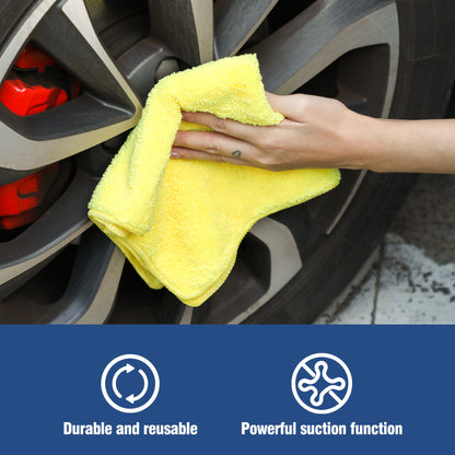 Multifunctional Microfiber Towel For Car Cleaning, Kitchen &amp; Glass Scrubbing - Yellow