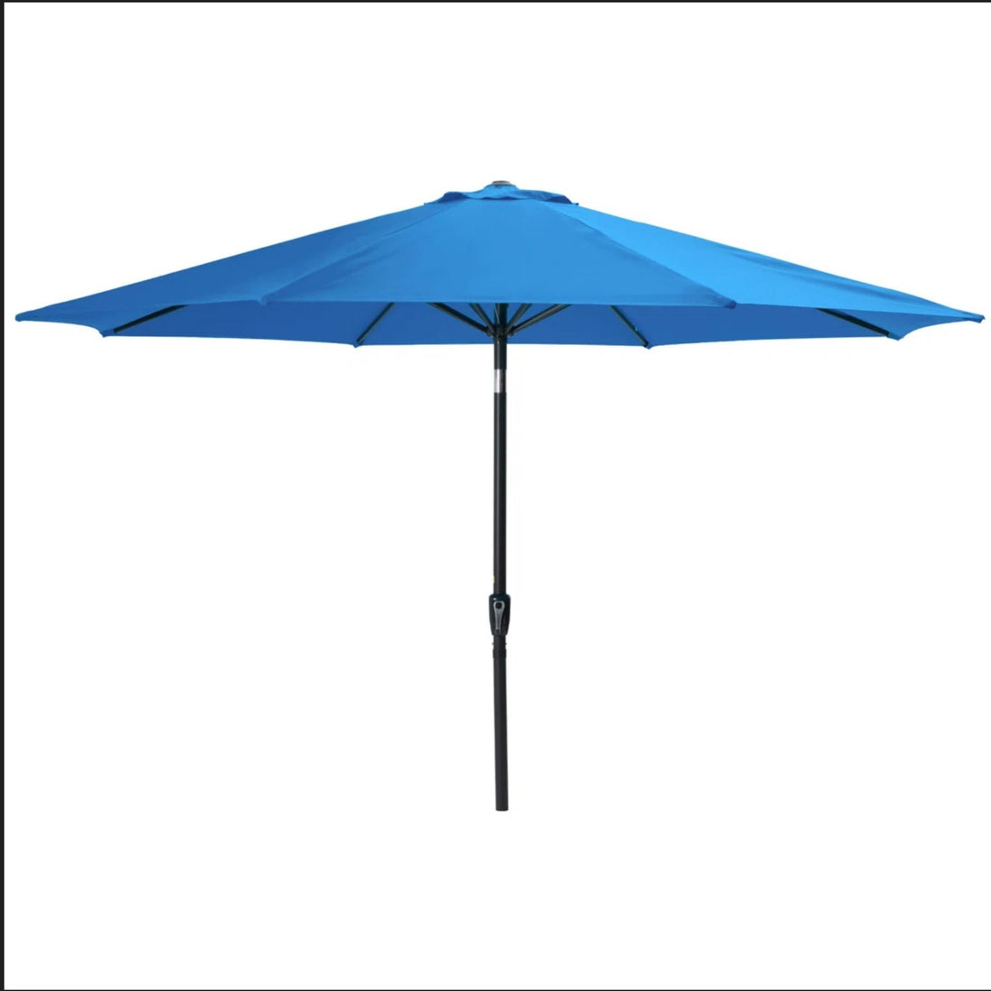 Solar LED Patio Umbrella With Crank Lift And Tilt, 8 Ribs, UV Resistant Canopy For Pool, Backyard &amp; Patio (Without Base) - Blue