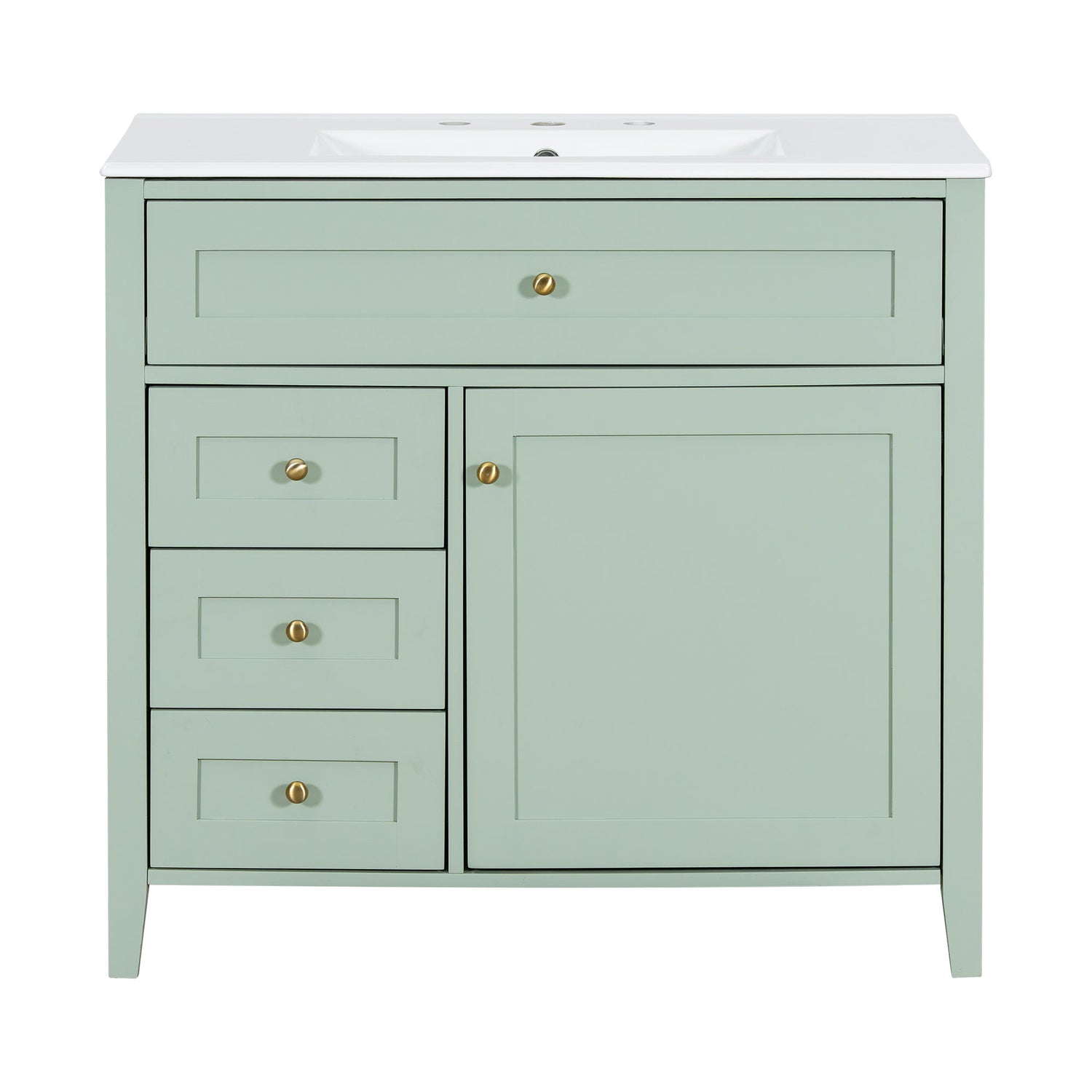 Bathroom Vanity With Sink, 3 Drawers &amp; Cabinet With Adjustable Shelves