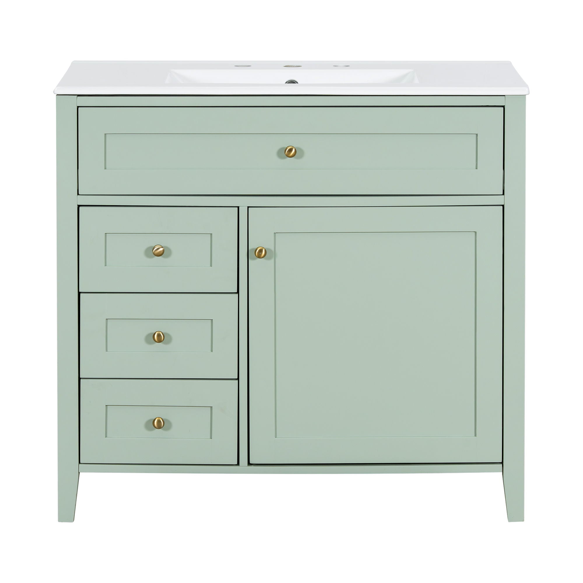 Bathroom Vanity With Sink, 3 Drawers &amp; Cabinet With Adjustable Shelves