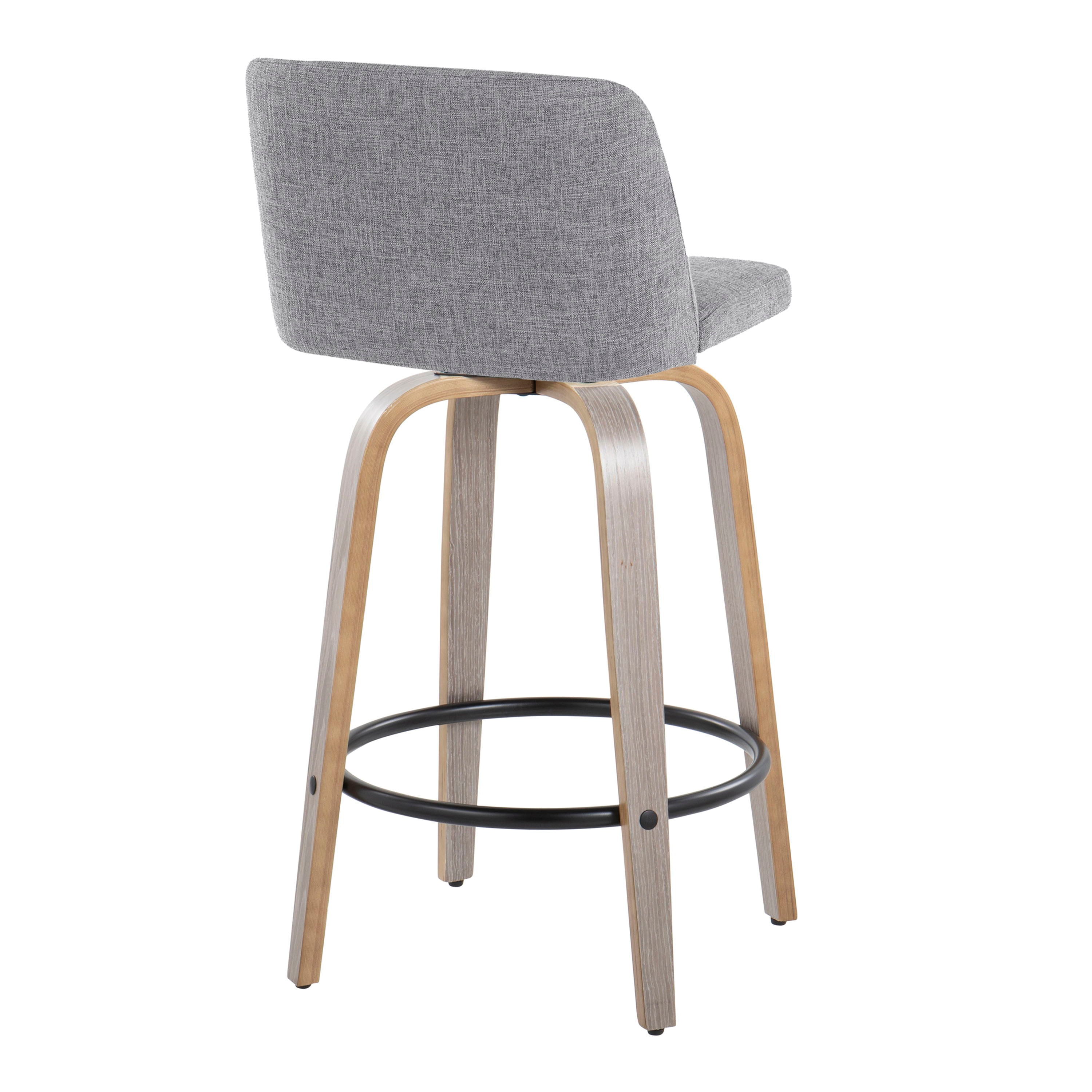 Toriano - Contemporary Fixed Height Counter Stool With Swivel &amp; Round Footrest (Set of 2)