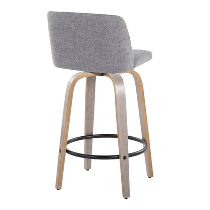 Toriano - Contemporary Fixed Height Counter Stool With Swivel &amp; Round Footrest (Set of 2)