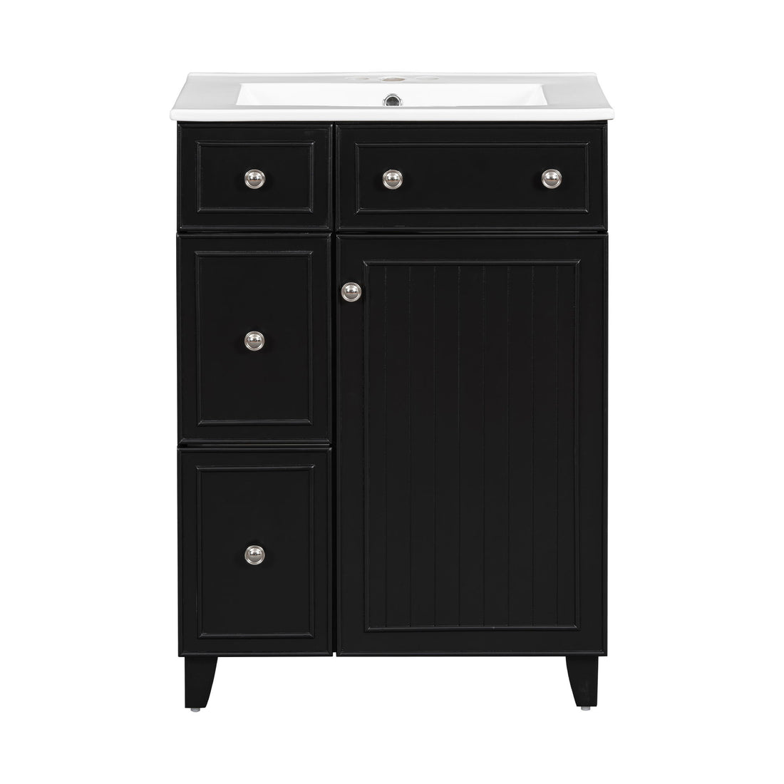 Transitional Style Bathroom Vanity Cabinet With Ceramic Sink