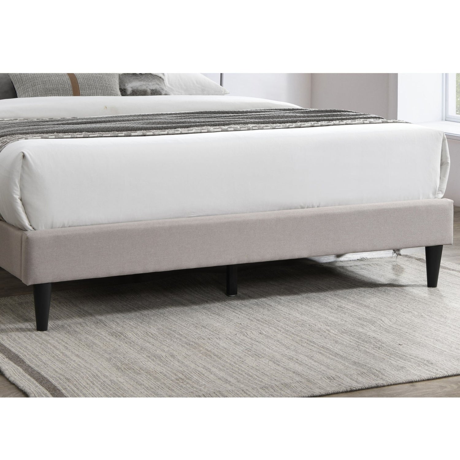 Bed With Nailhead Trim Accents, Upholstered Platform Frame