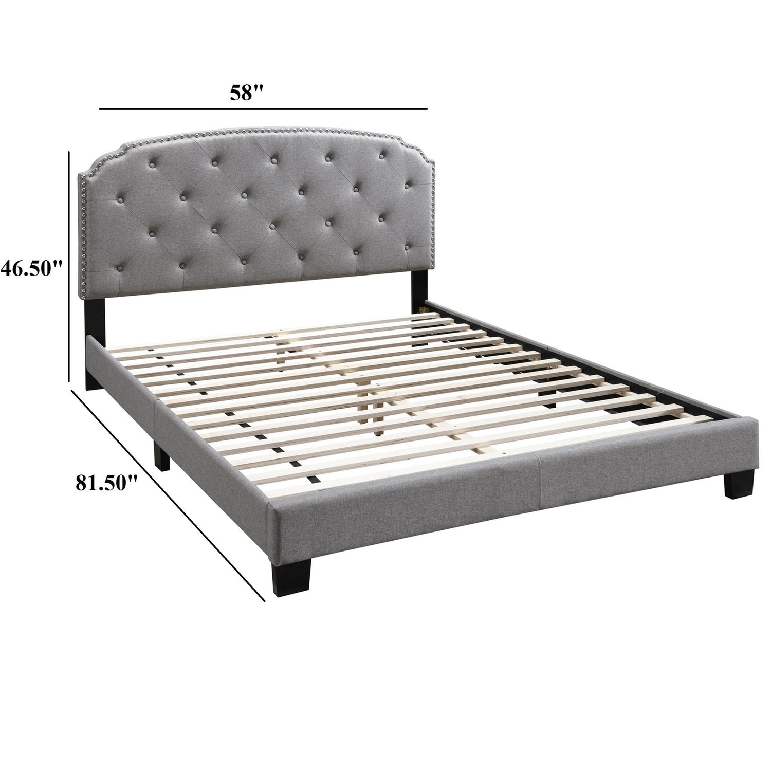 Button Tufted Bed With Nailhead Trim