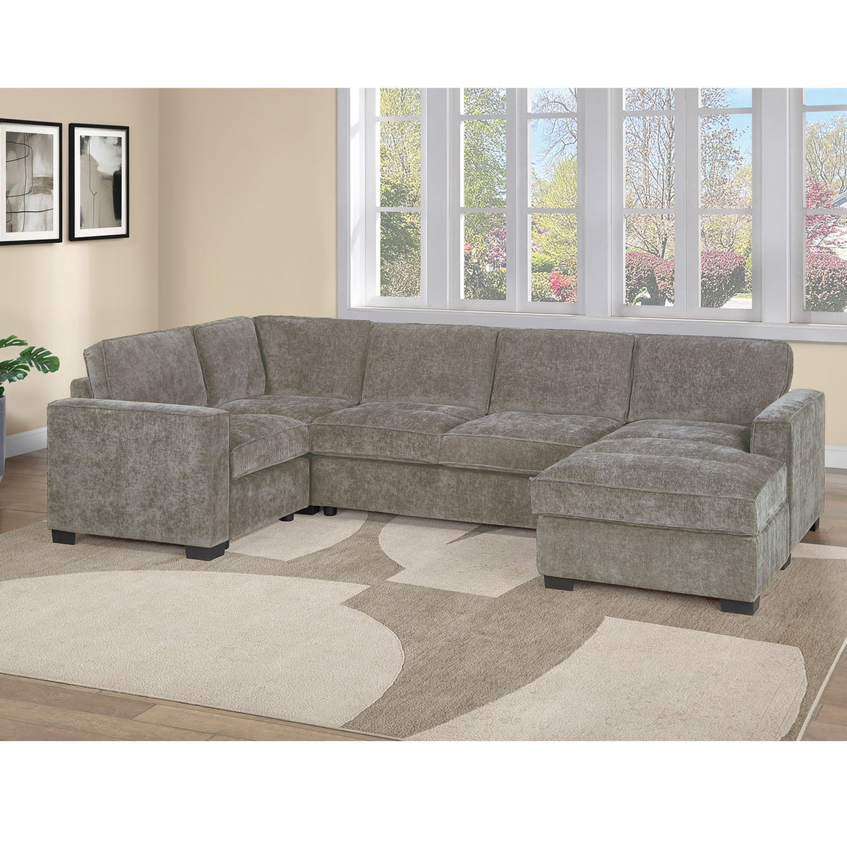 Sectional With RAF Chaise, Armless Loveseat &amp; LAF 1 Arm Chair