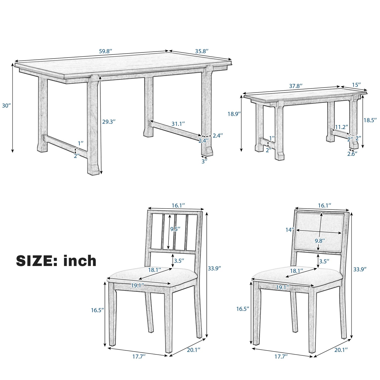 6 Piece Kitchen &amp; Dining Room Furniture