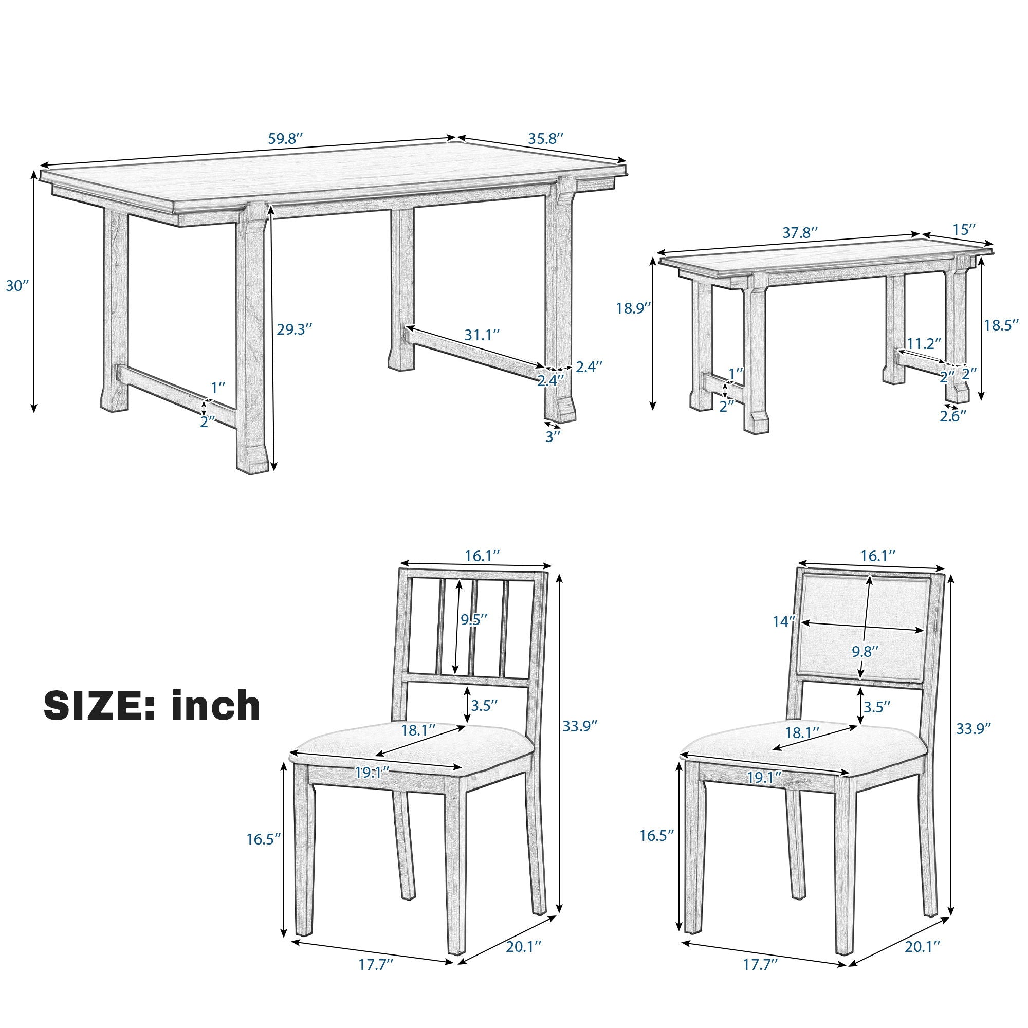 6 Piece Kitchen &amp; Dining Room Furniture
